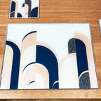 Art-Déco-Tischset und Untersetzer aus Glas im 8er-Set