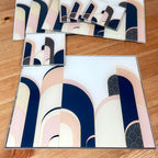 Art-Déco-Tischset und Untersetzer aus Glas im 8er-Set