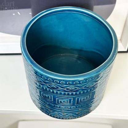 Ceramic Blue Aztec Plant Pot