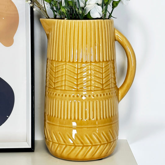 Mustard Patterned Jug Vase