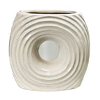 White Ribbed Donut Vase