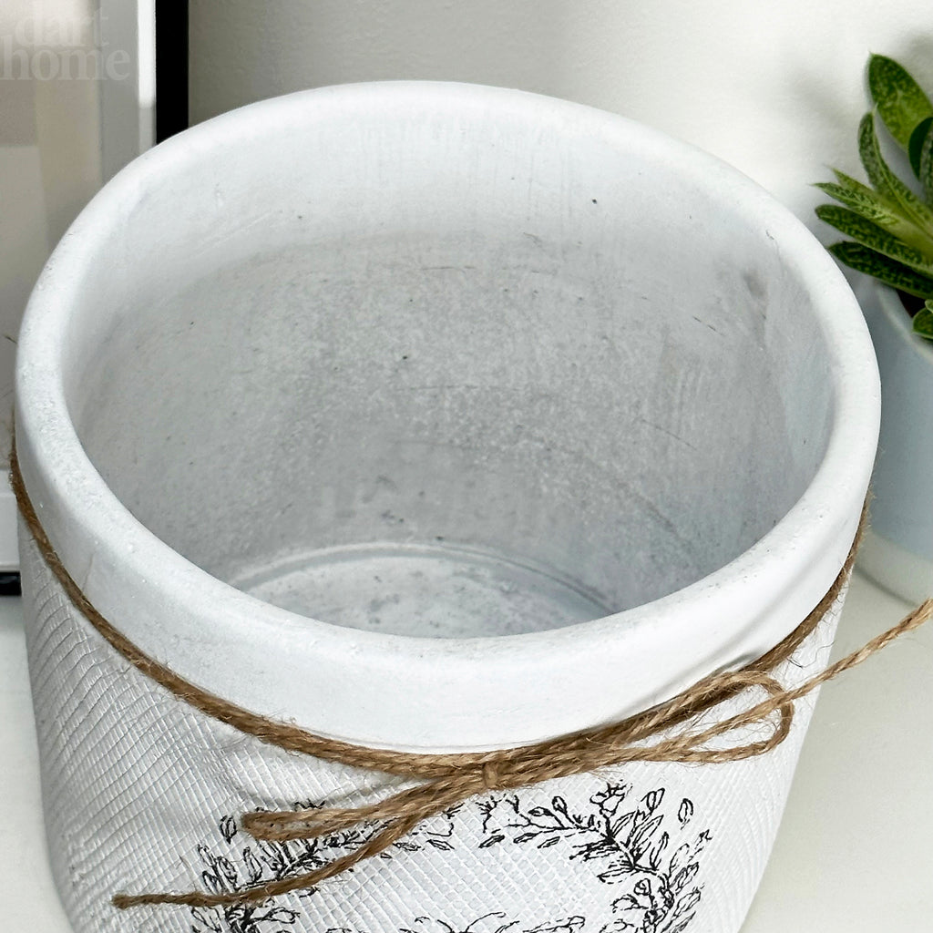 Cement White Round Bee Pot