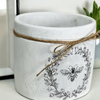 Cement White Round Bee Pot