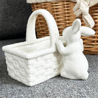 White Easter Bunny Basket Trinket Dish