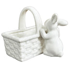White Easter Bunny Basket Trinket Dish