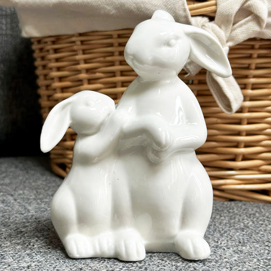 White Easter Rabbits Figurine