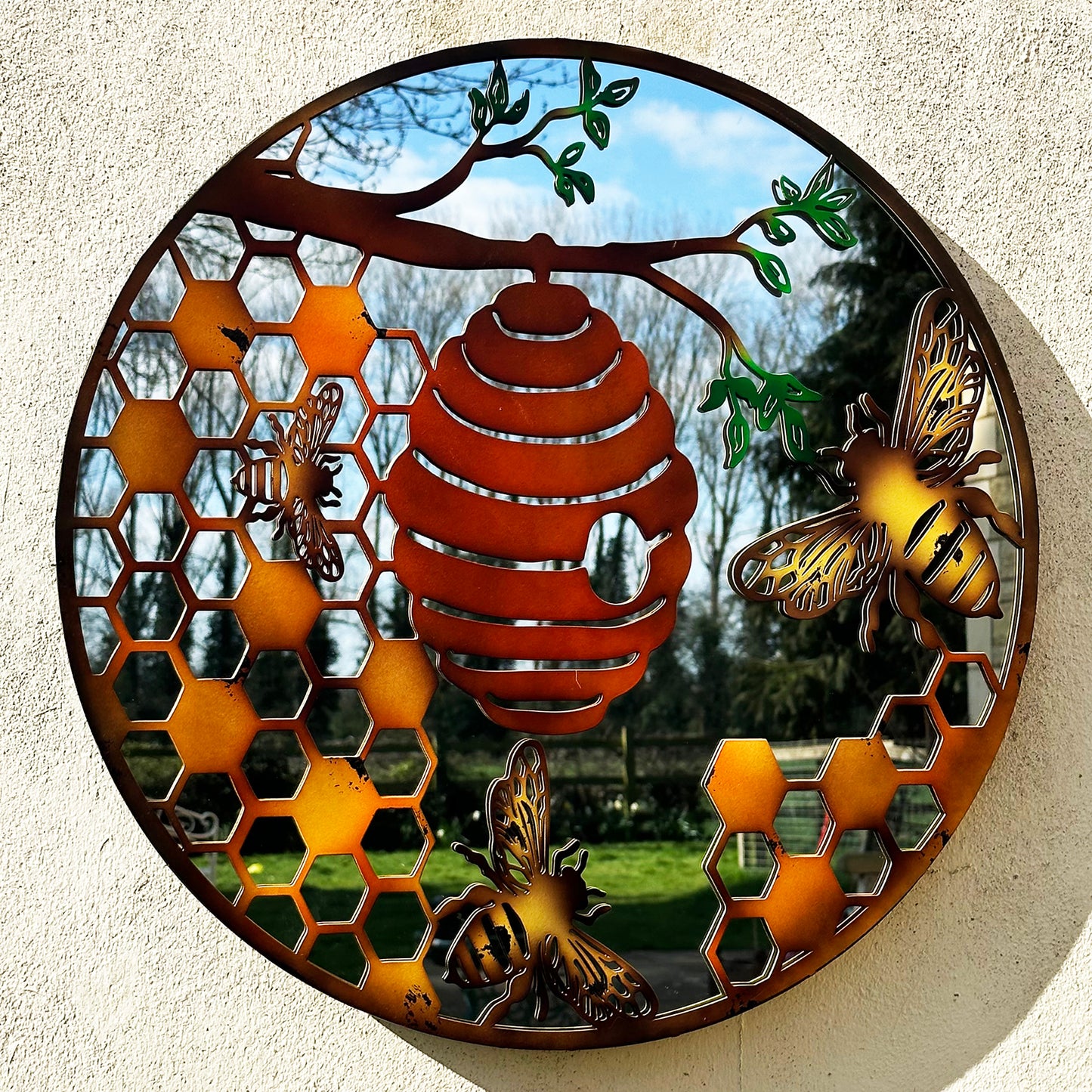 Honeycomb Beehive Mirrored Wall Art 60cm