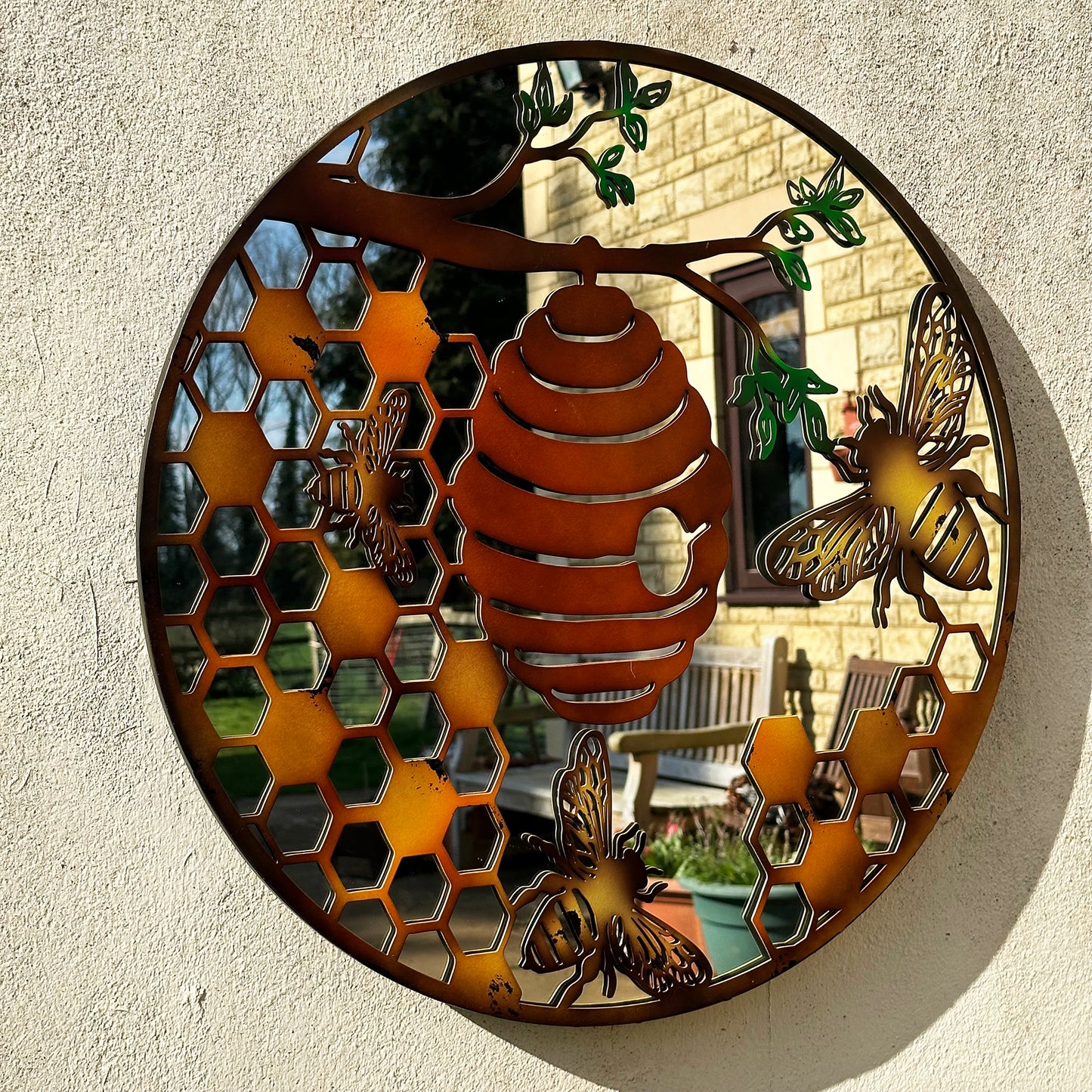 Honeycomb Beehive Mirrored Wall Art 60cm