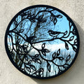 Schwarze Vögel auf Ast, verspiegelte Wandkunst, 45 cm