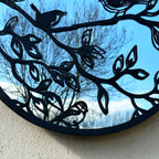 Schwarze Vögel auf Ast, verspiegelte Wandkunst, 45 cm