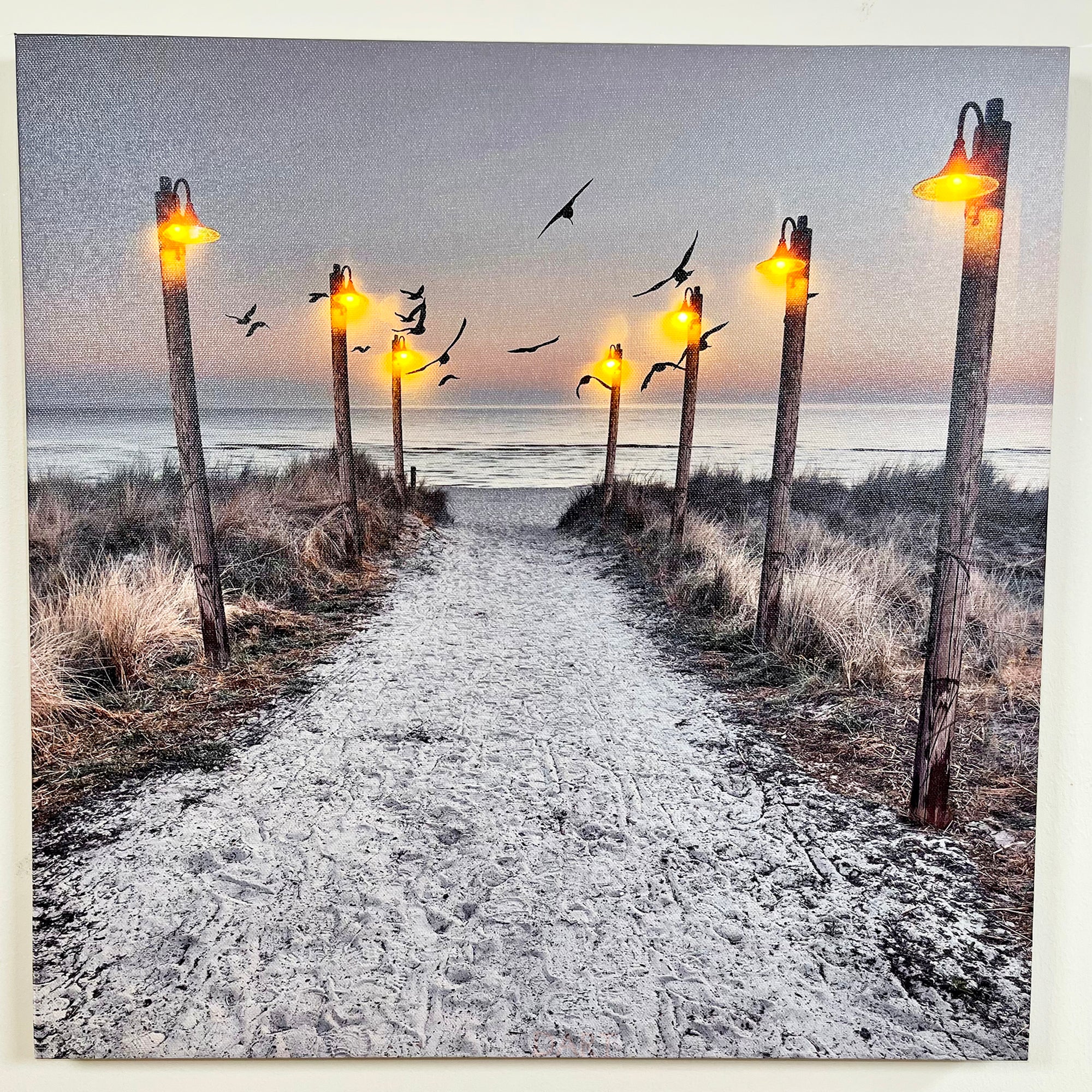 Seashore Beach LED Canvas Wall Art 40x40cm