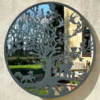 Grey Woodland Wildlife Mirrored Wall Art 60cm