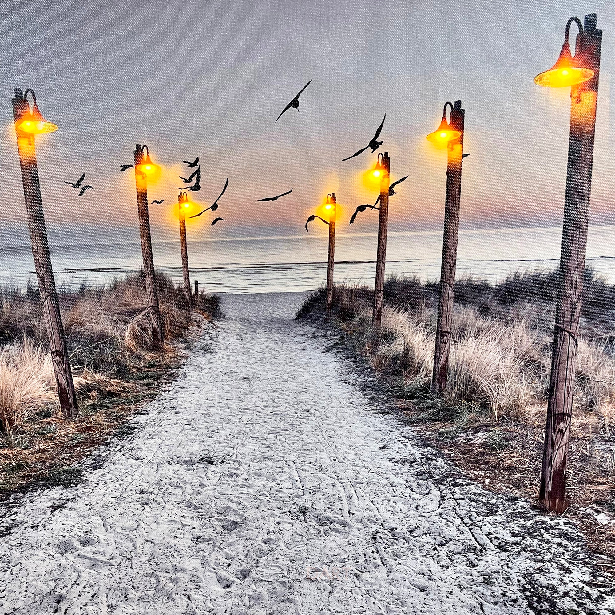 Seashore Beach LED Canvas Wall Art 40x40cm