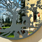 Grey Woodland Wildlife Mirrored Wall Art 60cm