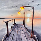 Leinwand-Wandkunst „Seashore LED Jetty“, 40 x 40 cm