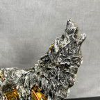Silver Steampunk Howling Wolf Ornament