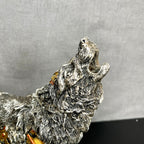 Silver Steampunk Howling Wolf Ornament