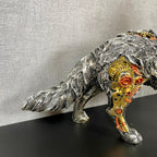 Silver Steampunk Howling Wolf Ornament