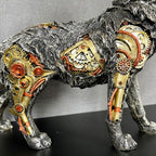 Silver Steampunk Howling Wolf Ornament