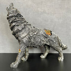 Silver Steampunk Howling Wolf Ornament