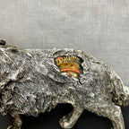 Silver Steampunk Howling Wolf Ornament
