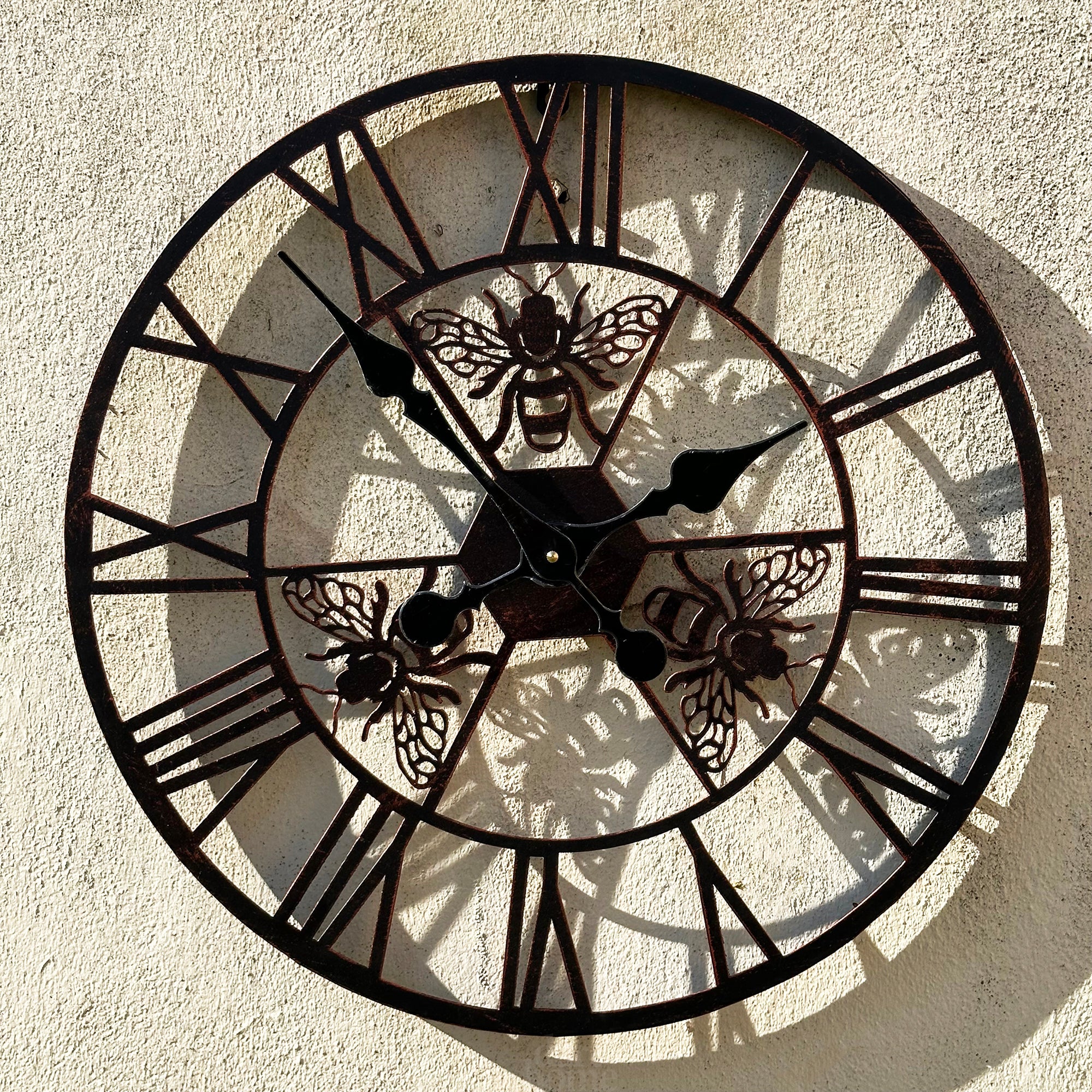 Copper Queen Bees Garden Clock 50cm