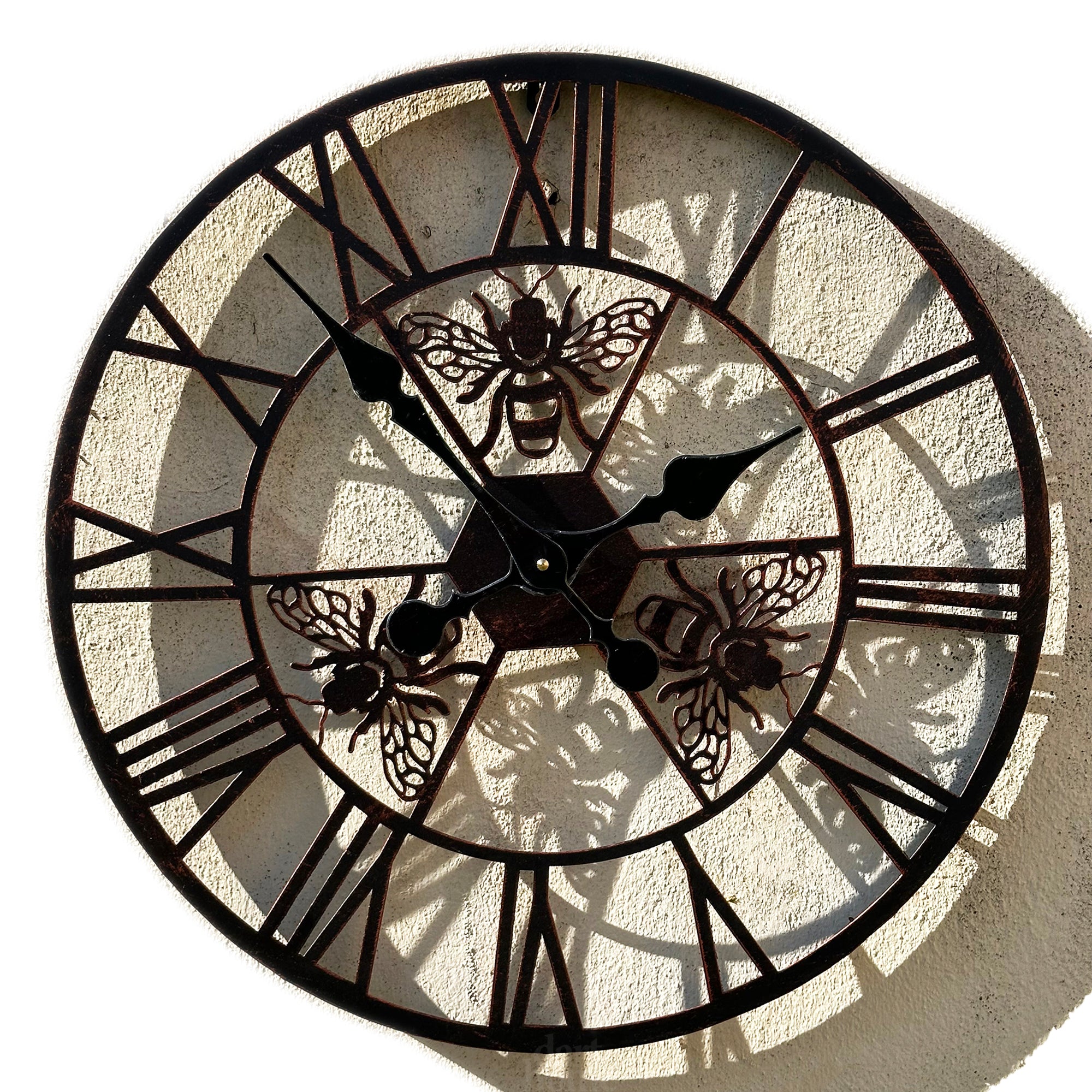 Copper Queen Bees Garden Clock 50cm