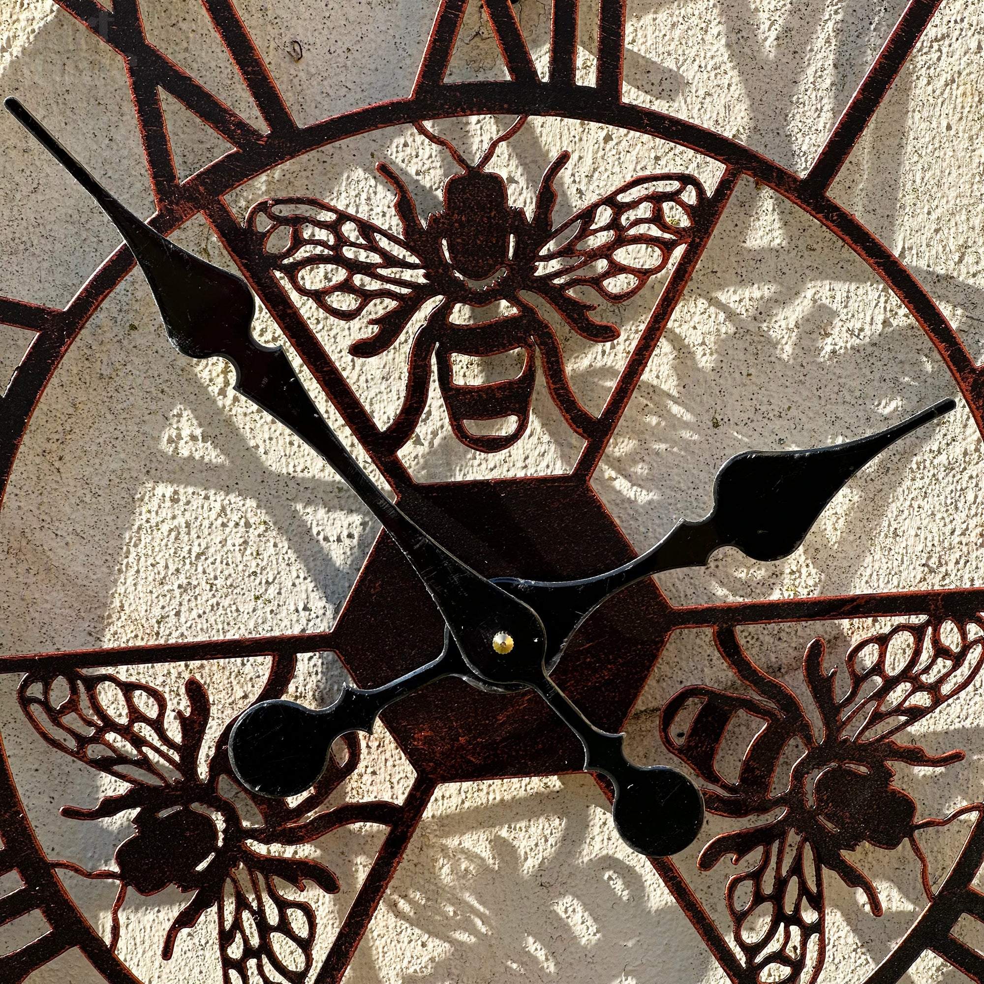 Copper Queen Bees Garden Clock 50cm