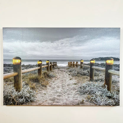 Rectangular Seashore LED Beach Canvas Wall Art 60cm