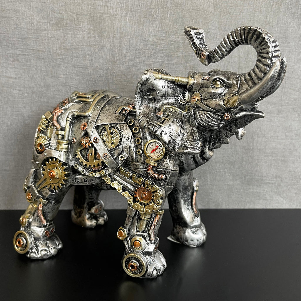 Silver Steampunk Elephant Ornament