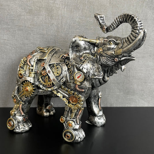 Silbernes Steampunk-Elefant-Ornament