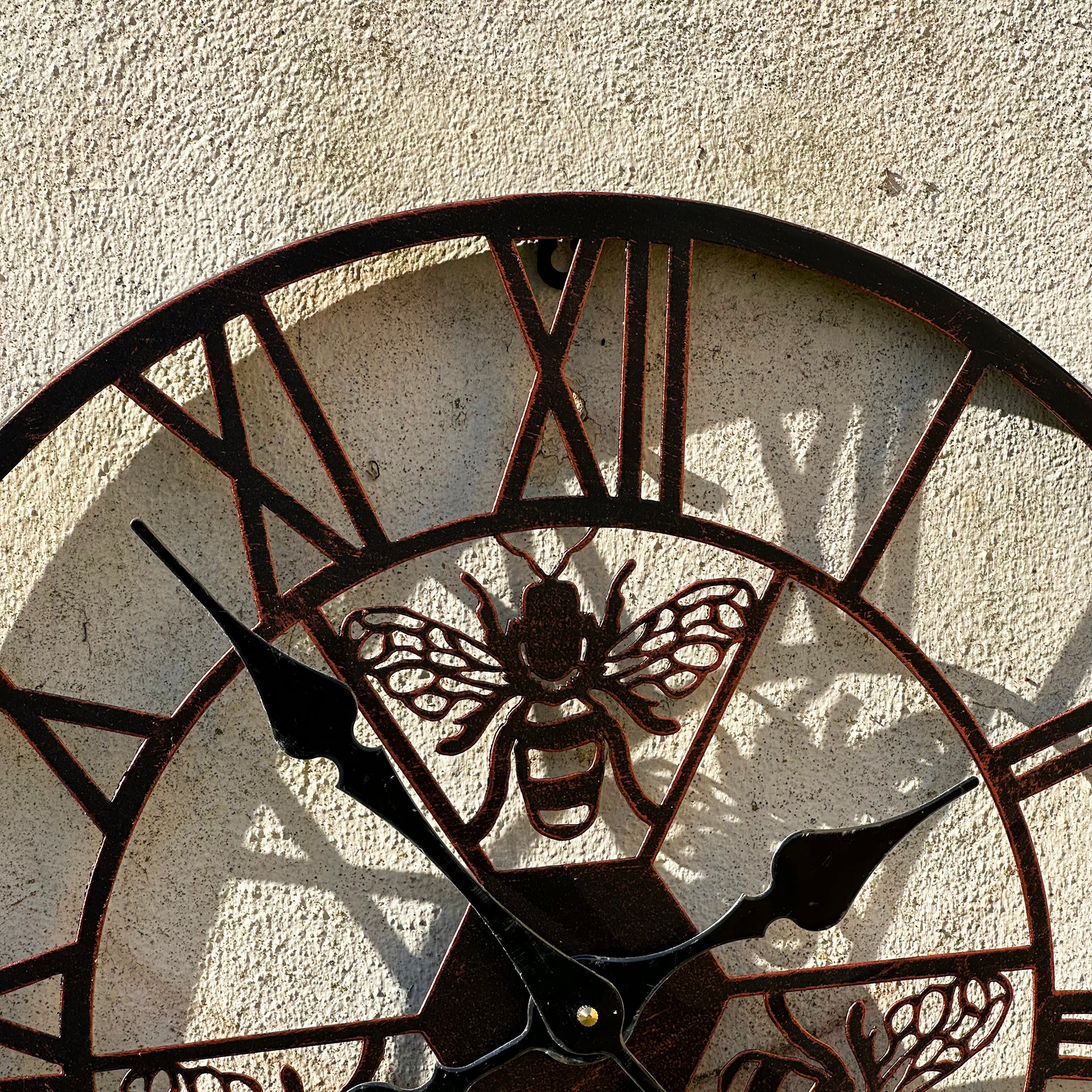 Copper Queen Bees Garden Clock 50cm
