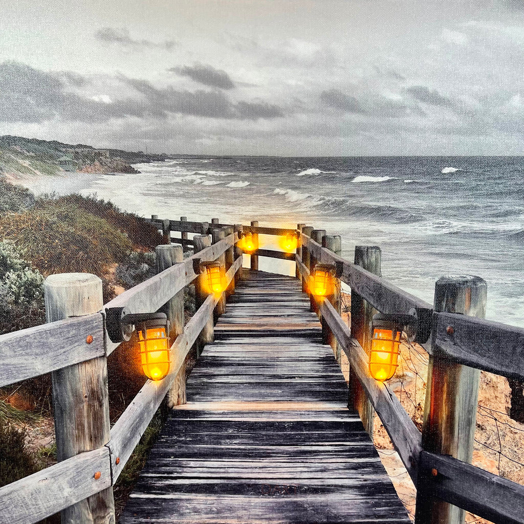 Seashore LED Boardwalk Canvas Wall Art 60cm
