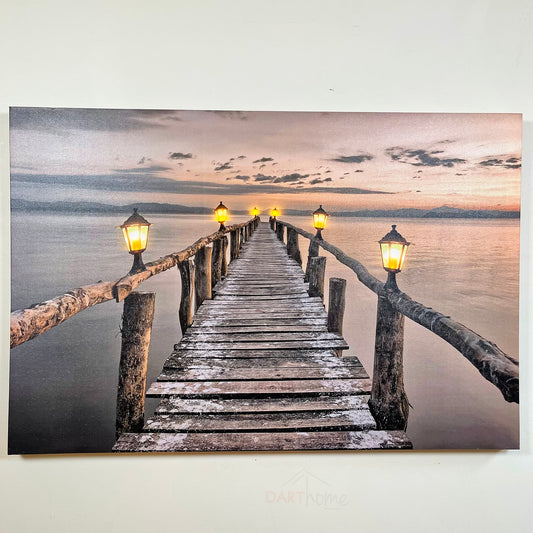 Rectangular Seashore 6 LED Jetty Canvas Wall Art 60cm