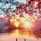 Portrait Rectangular Autumn LED Jetty Canvas Wall Art 60cm