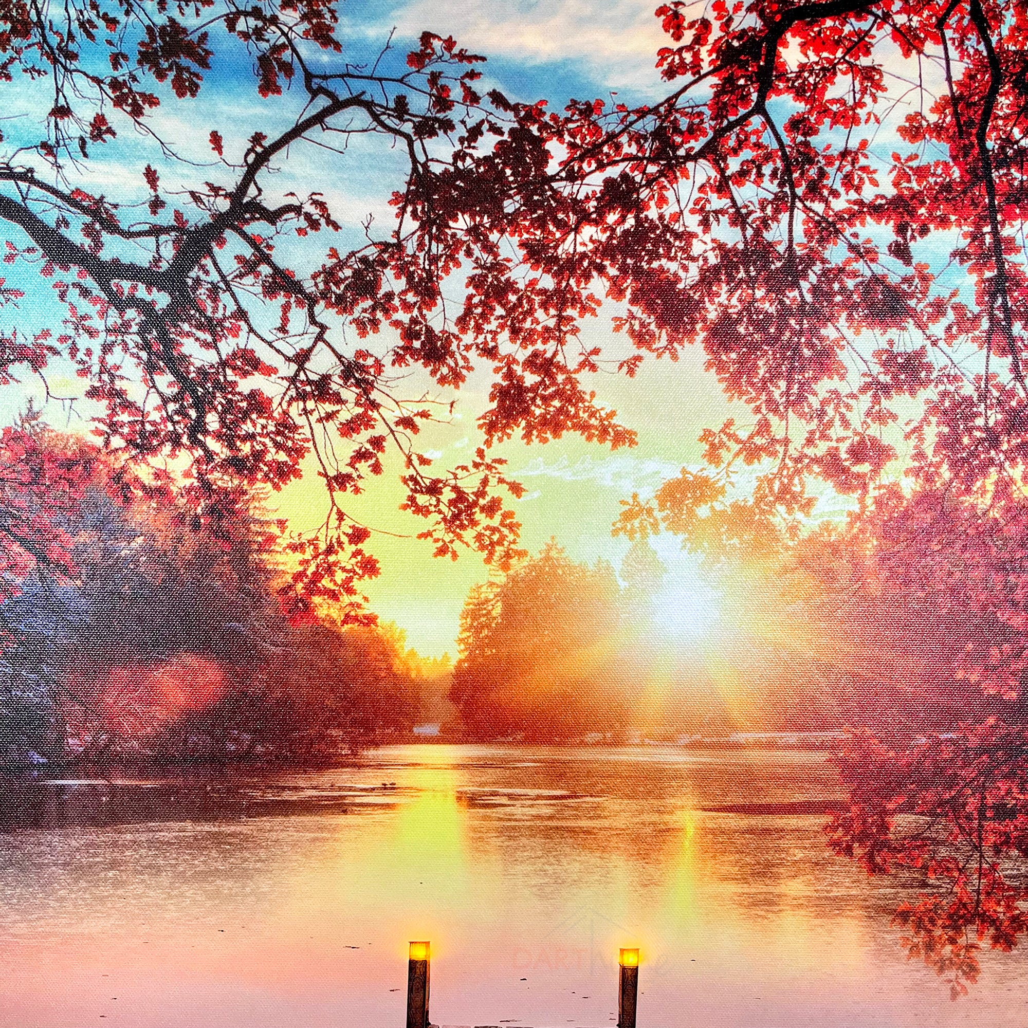 Portrait Rectangular Autumn LED Jetty Canvas Wall Art 60cm