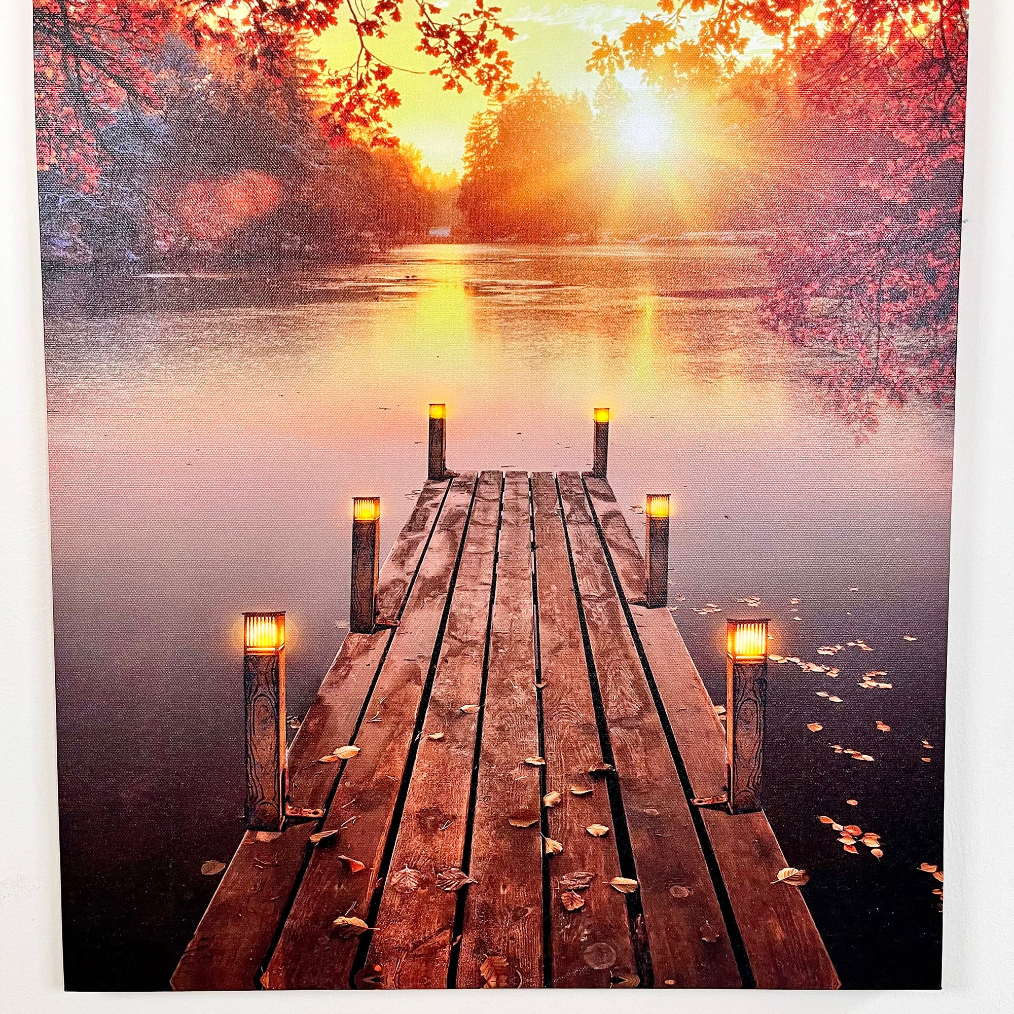 Portrait Rectangular Autumn LED Jetty Canvas Wall Art 60cm