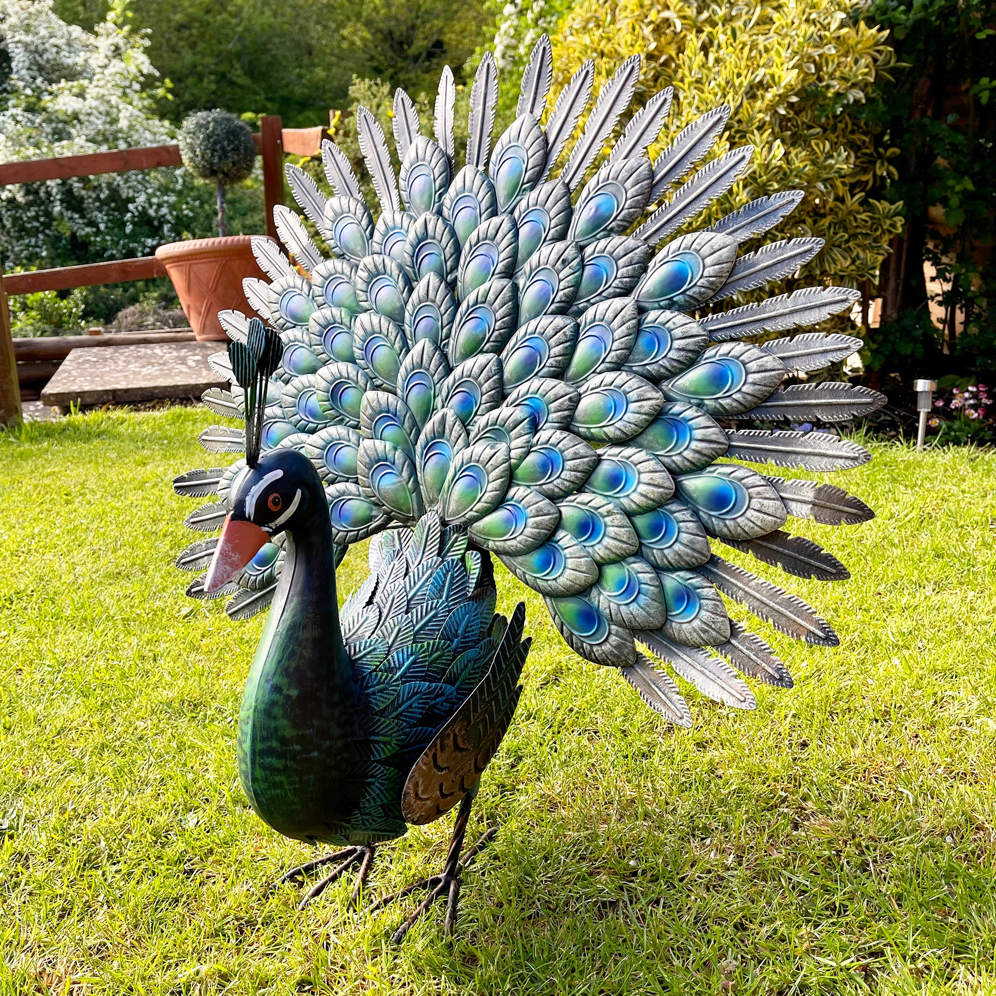 Fan Tailed Peacock Garden Ornament