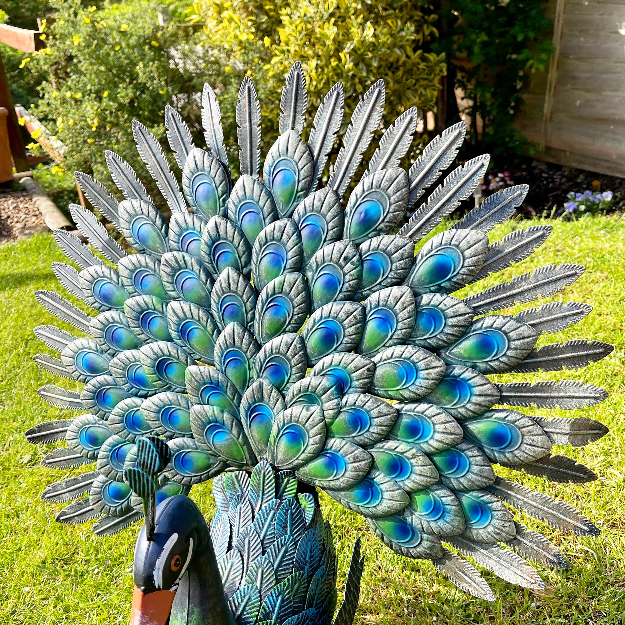 Fan Tailed Peacock Garden Ornament