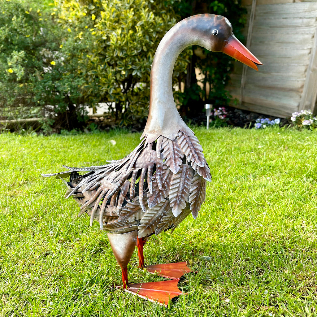 Brown Metal Goose Garden Ornament