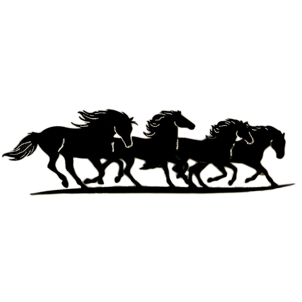 Black Running Horses Garden Wall Art