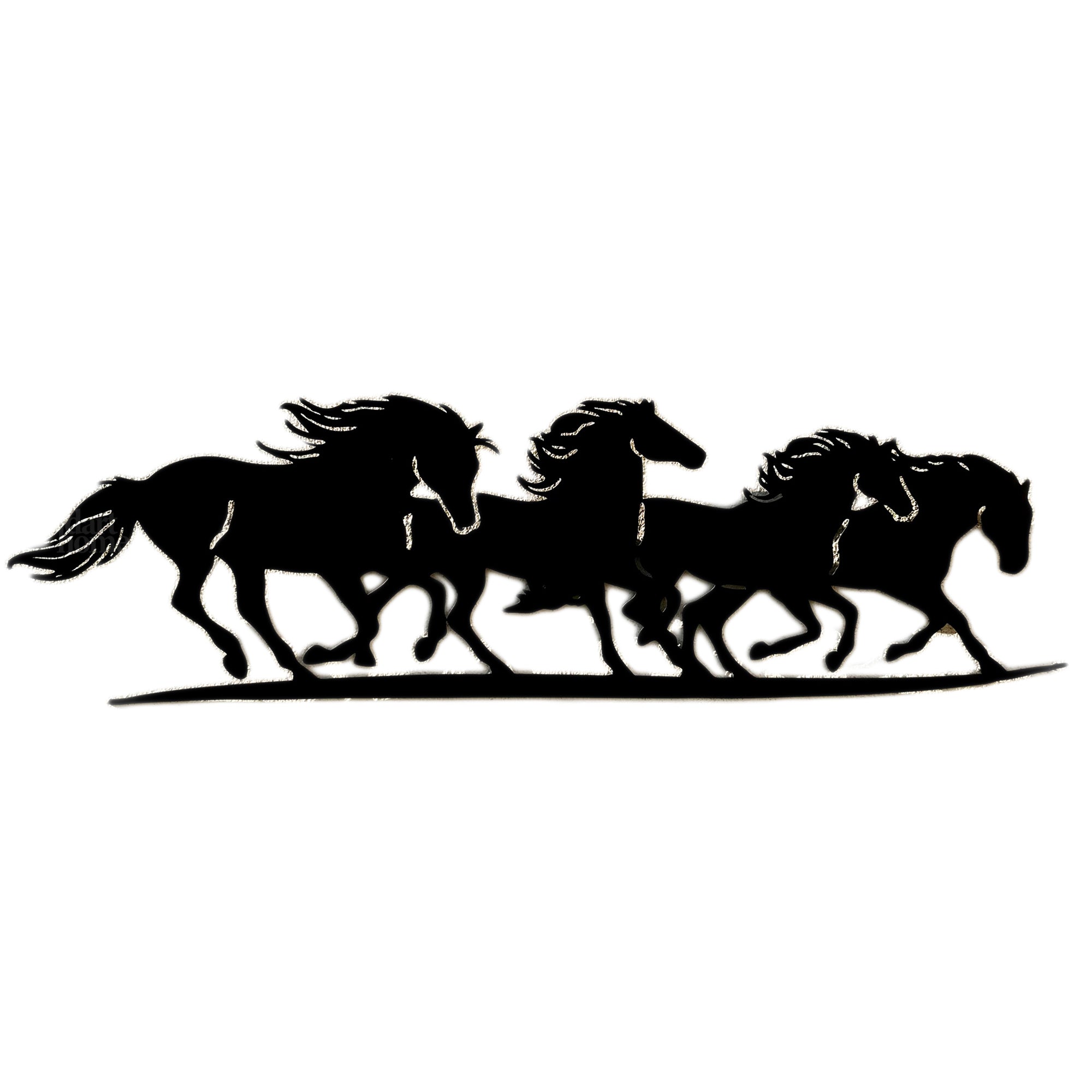 Black Running Horses Garden Wall Art