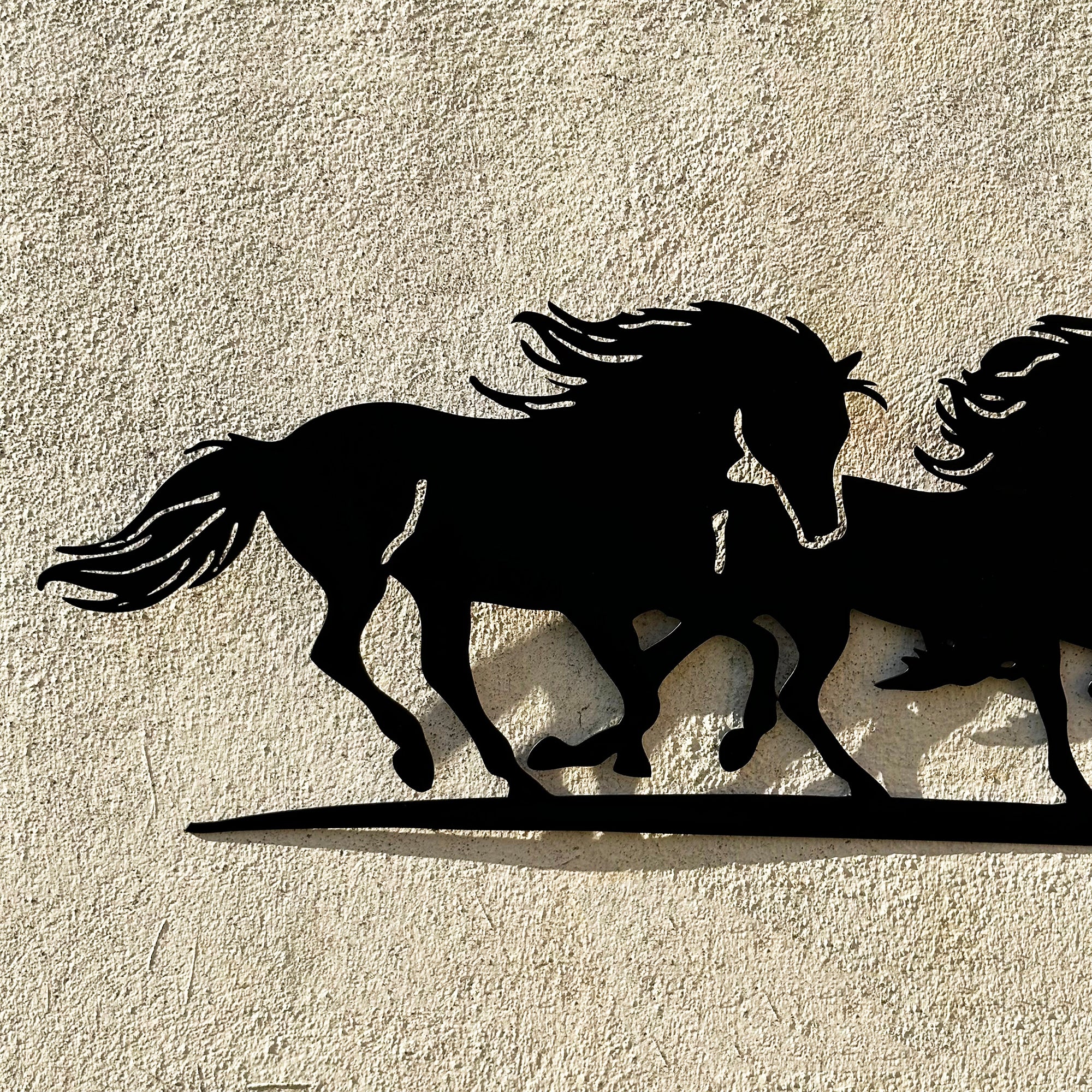 Black Running Horses Garden Wall Art