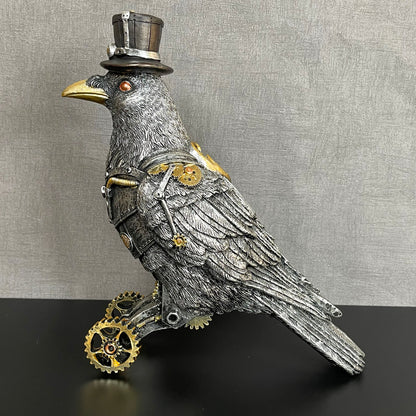 Silbernes Steampunk-Krähenornament