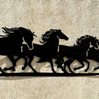 Black Running Horses Garden Wall Art