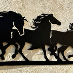 Black Running Horses Garden Wall Art