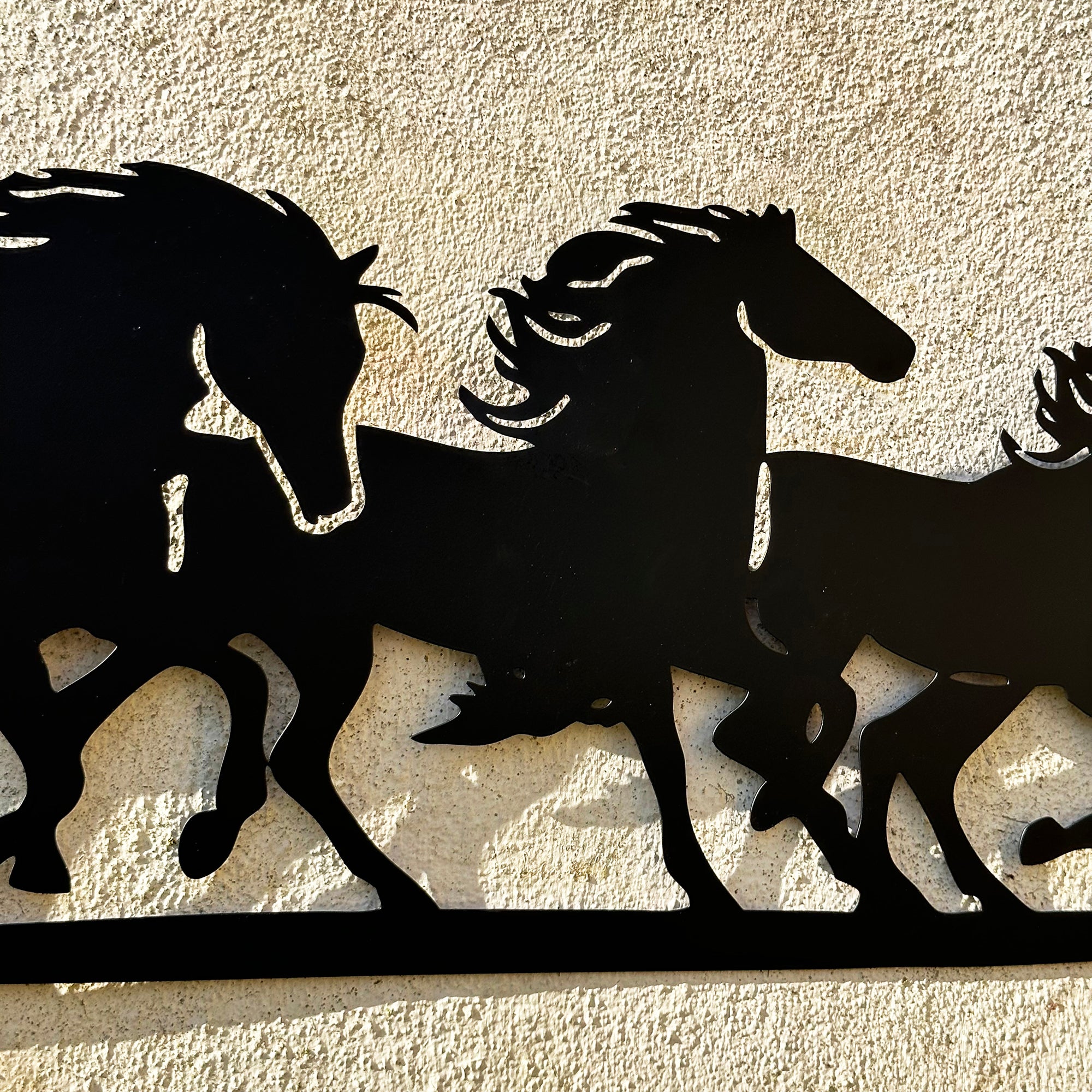 Black Running Horses Garden Wall Art