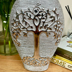 Champagner-silberne Lebensbaum-Vase, 25 cm