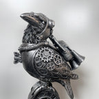 Silver Steampunk Pilot Bird Ornament