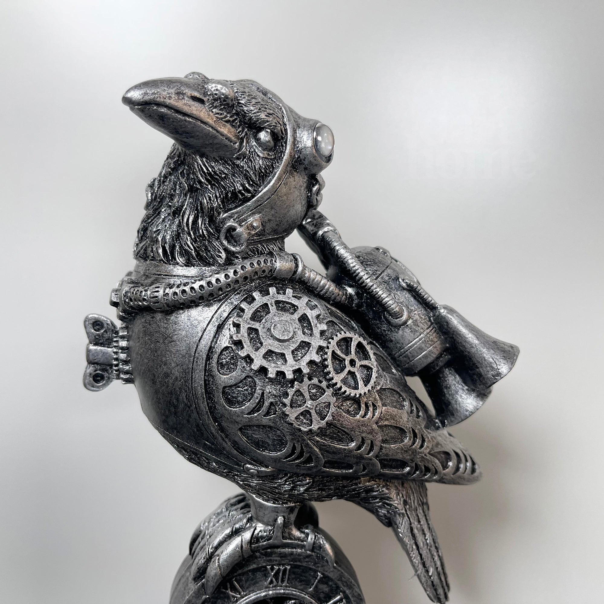 Silver Steampunk Pilot Bird Ornament